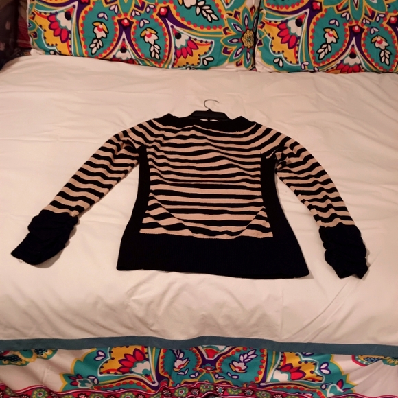 Faith and Joy Black/Tan stripe sweater - Picture 2 of 5
